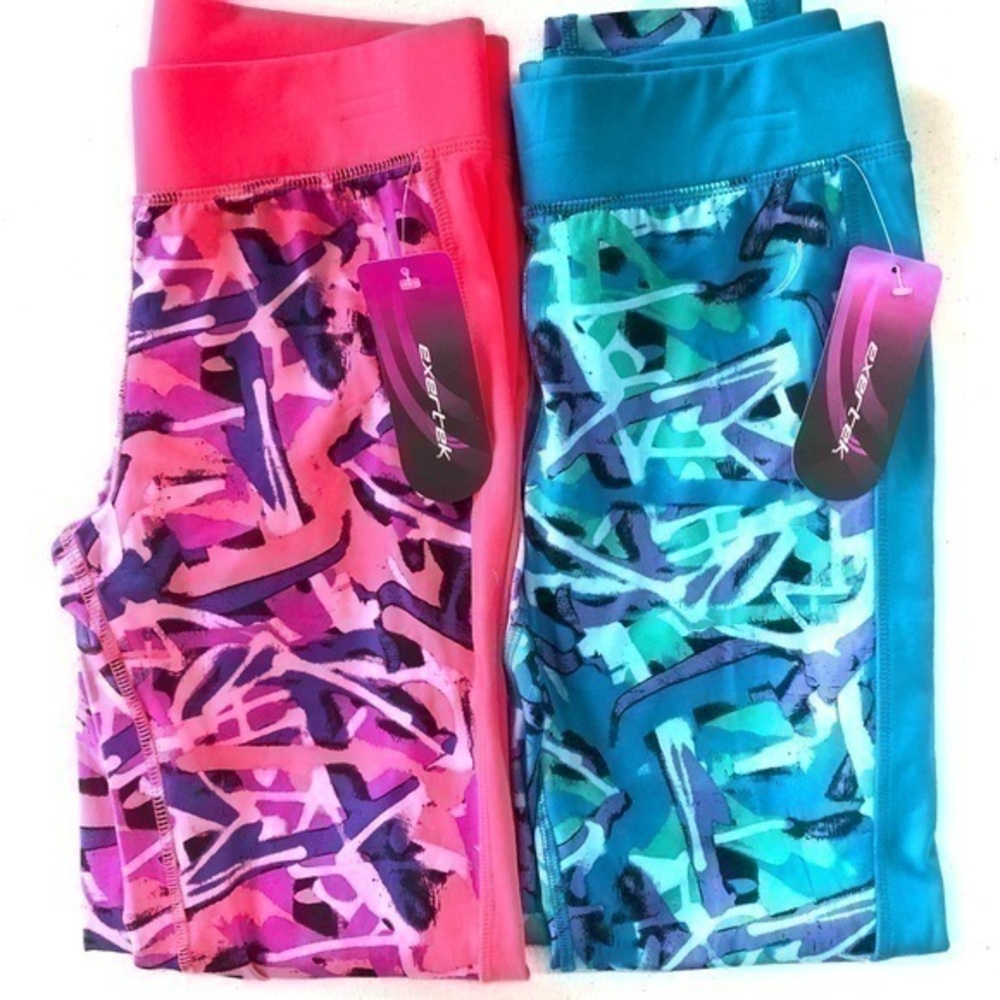 NWT Exertek Girl Athletic Leggings Size L(14)x2